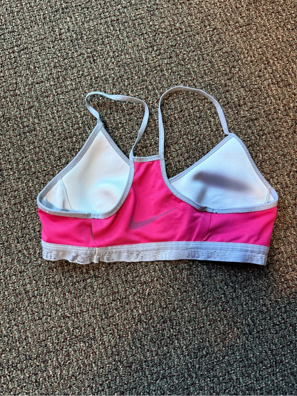 Nike Hot Pink Light Support Sports Bra with White Band